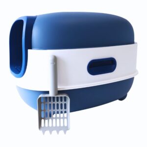 uniq pets zaprto maČje straniŠČe kittycabin cosmo z lopatko, modra – 56 × 39 × 40 cm