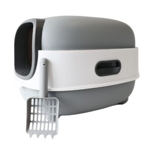 uniq pets zaprto maČje straniŠČe kittycabin cosmo z lopatko, siva– 56 × 39 × 40 cm