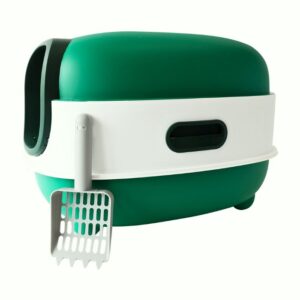 uniq pets zaprto maČje straniŠČe kittycabin cosmo z lopatko, zelena– 56 × 39 × 40 cm