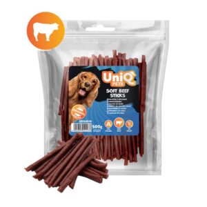 uniq pets pasji priboljški meaty 500 g – mehke goveje paličice