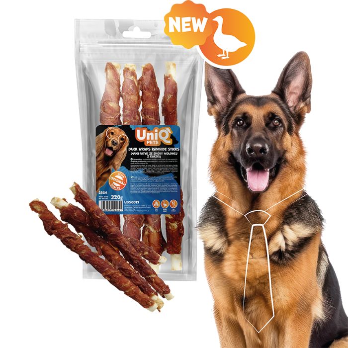 uniq pets pasji priboljški rawhide 320 g – surove kožne paličice ovite v račje meso 28 cm uniq pets pasji priboljški rawhide 320 g – surove kožne paličice ovite v račje meso 28 cm