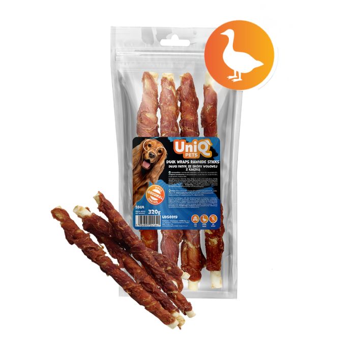 uniq pets pasji priboljški rawhide 320 g – surove kožne paličice ovite v račje meso 28 cm uniq pets pasji priboljški rawhide 320 g – surove kožne paličice ovite v račje meso 28 cm