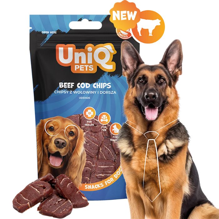 uniq pets pasji priboljški waggi 80 g – goveje ribji čips (govedina & polenovka) uniq pets pasji priboljški waggi 80 g – goveje ribji čips (govedina & polenovka)